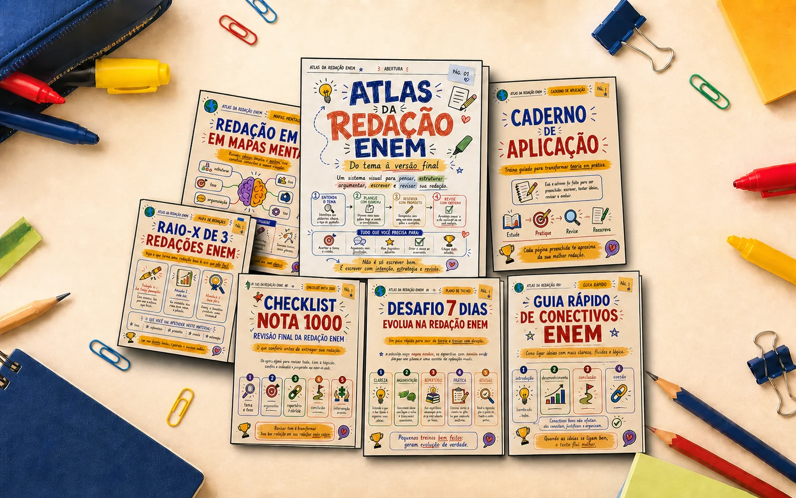 Composição completa do Atlas da Redação ENEM com os cinco bônus